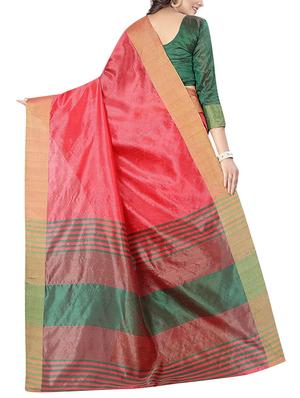 red cotton bordered saree with blouse - 14645067 - Standard Image - 2