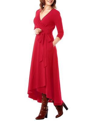 red solid wrap dress - 14646202 - Standard Image - 2
