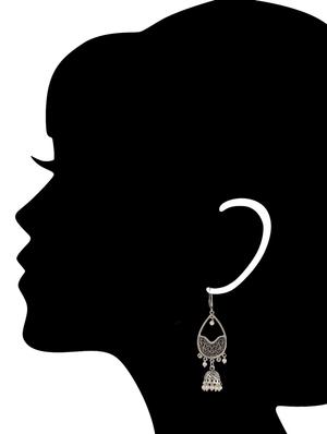 silver metal chandballi earrings - 14648634 - Standard Image - 2