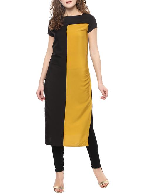 Color block straight kurta - 14651455 - Standard Image - 1