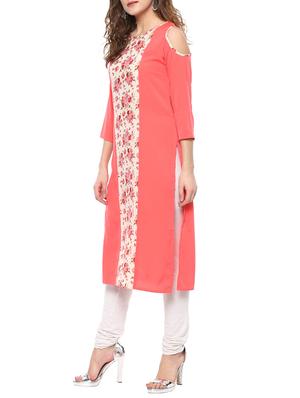 pink crepe straight kurta - 14651457 - Standard Image - 2