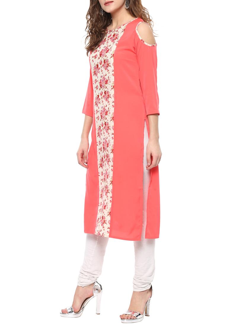 pink crepe straight kurta - 14651457 - Zoom Image - 2
