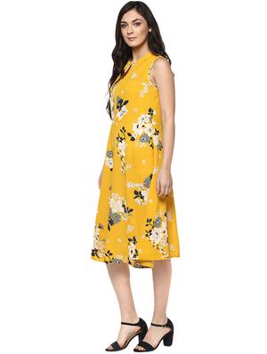 mandarin neck floral a-line dress - 14651529 - Standard Image - 2