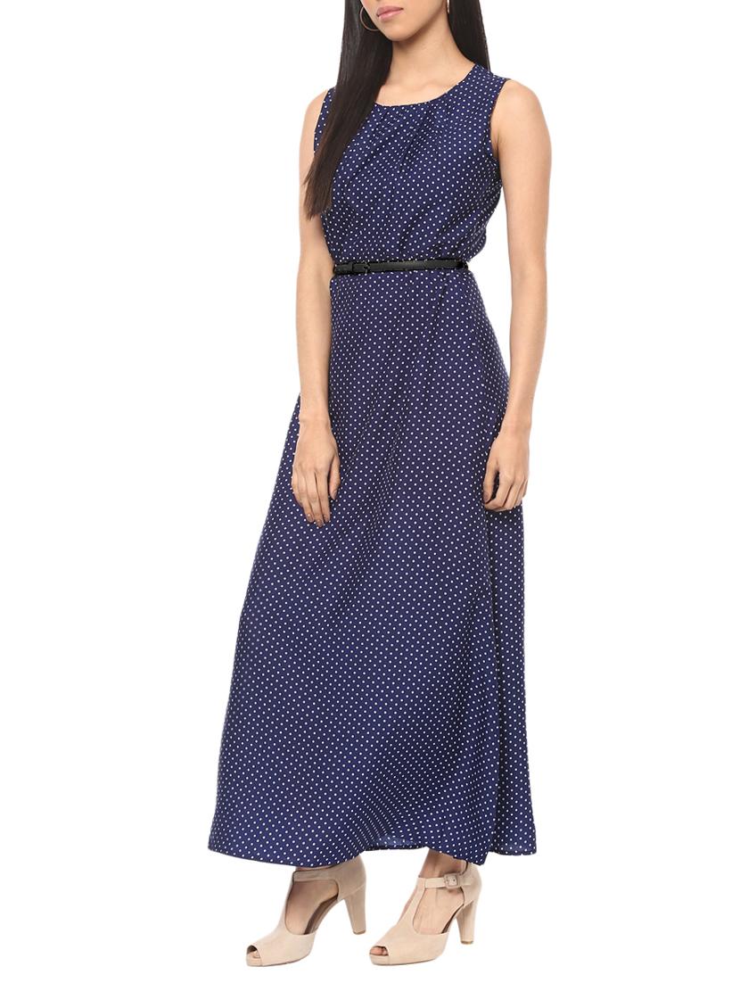 polka dotted pleated maxi dress - 14651531 - Zoom Image - 2