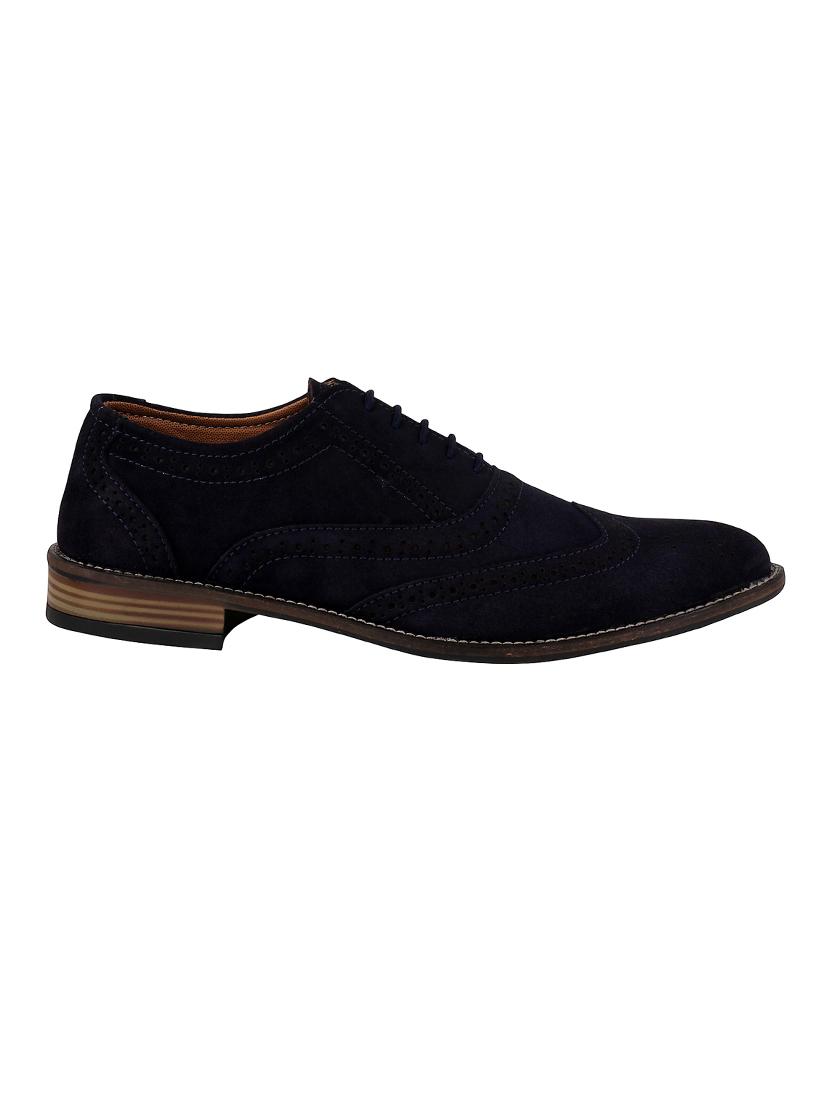 navy Suede lace-up brouge - 14652806 - Zoom Image - 2