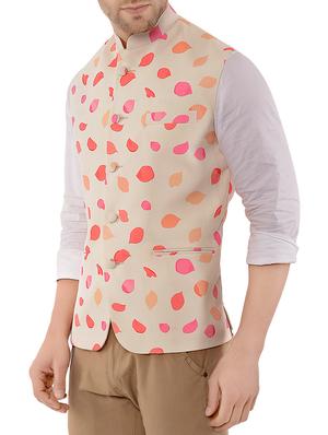 beige silk blend nehru jacket - 14654436 - Standard Image - 2