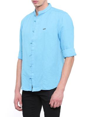 blue linen casual shirt - 14655762 - Standard Image - 2