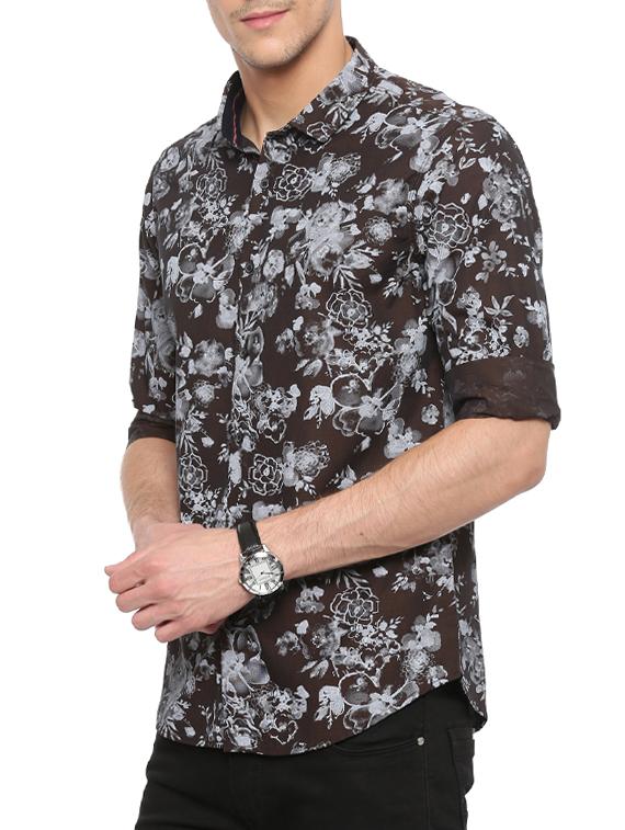 brown cotton casual shirt - 14656035 - Zoom Image - 2