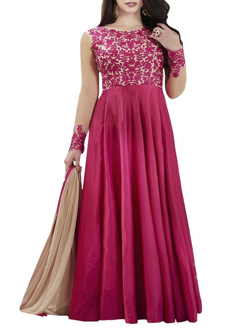 embroidered semi-stitched flared suit - 14657938 - Standard Image - 1