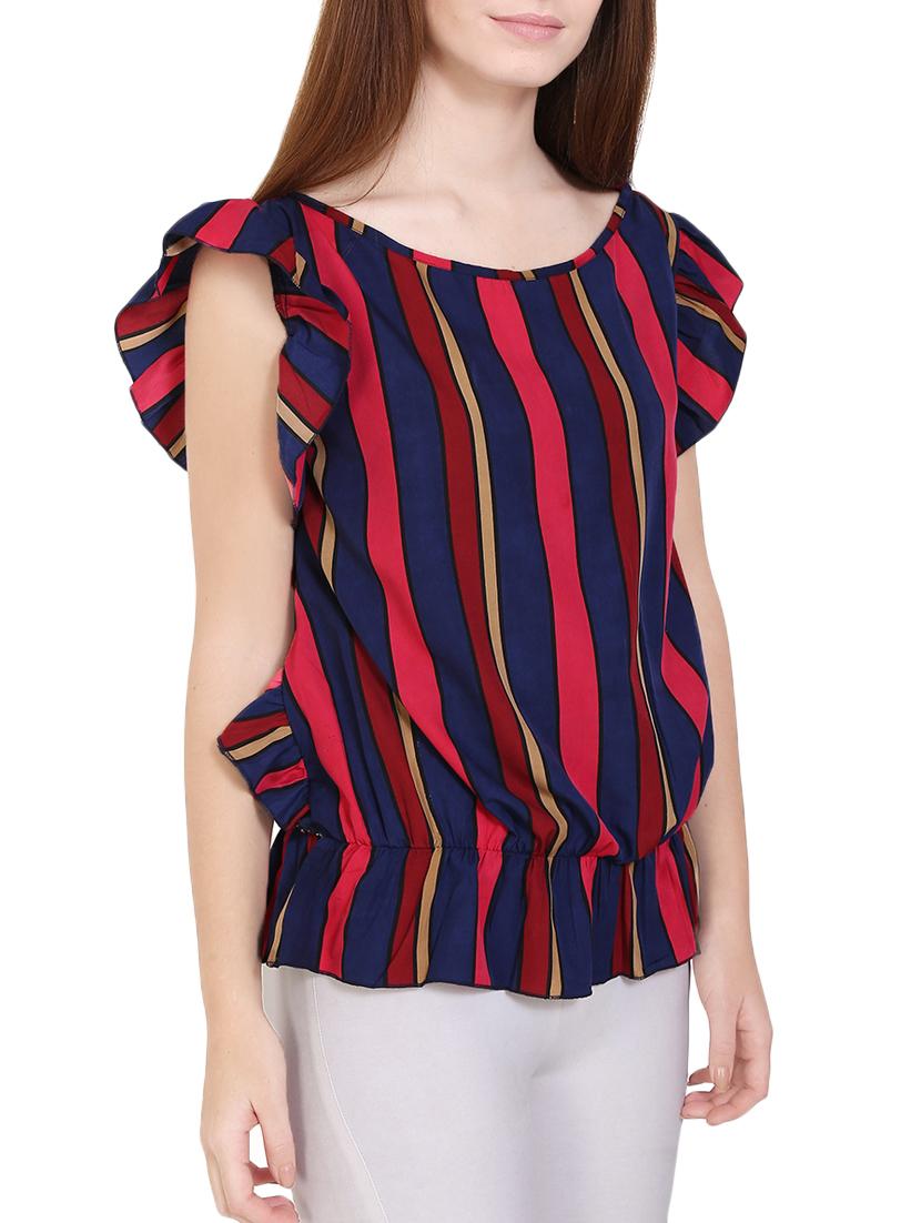 ruffle detail striped blouson top - 14658750 - Zoom Image - 2