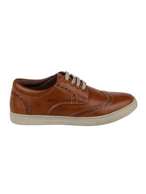 tan leatherette lace up sneaker - 14658842 - Standard Image - 2