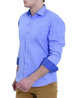 blue cotton casual shirt - 14660488 - Standard Image - 2