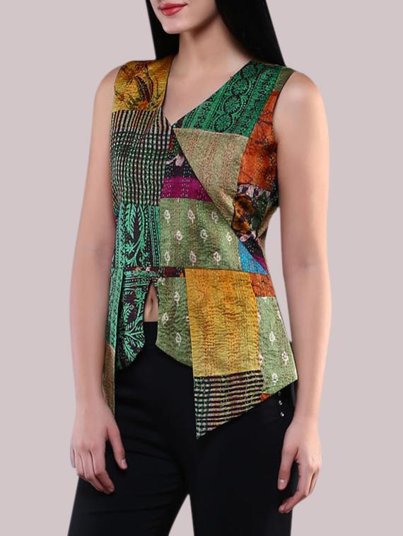 green pure silk top - 14665357 - Zoom Image - 2