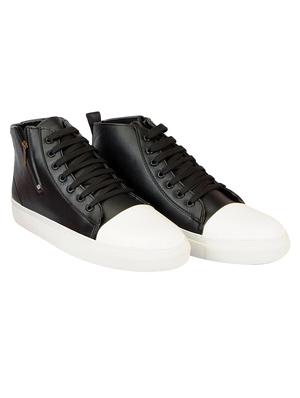 black leatherette lace up sneaker - 14670212 - Standard Image - 2