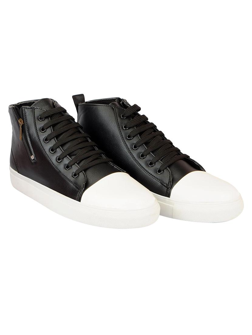 black leatherette lace up sneaker - 14670212 - Zoom Image - 2
