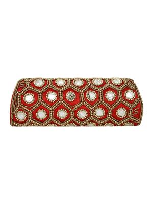 red satin fold over clutch - 14670905 - Standard Image - 2