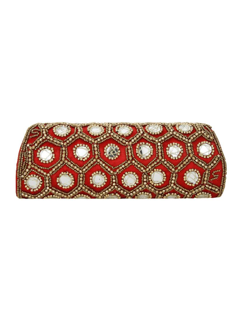 red satin fold over clutch - 14670905 - Zoom Image - 2