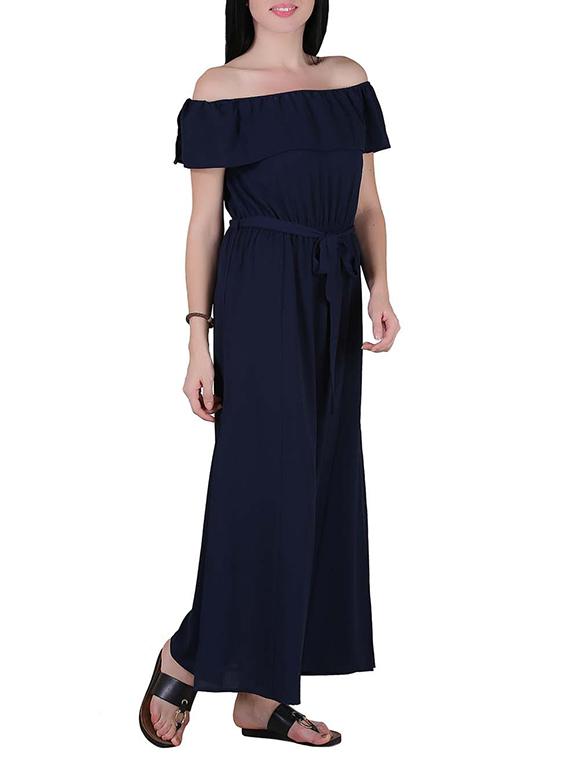 aida georgette solid maxi for women - blue - 14670923 - Zoom Image - 2