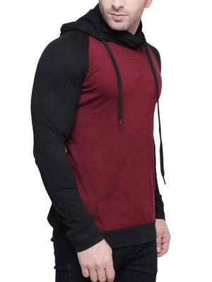 maroon cotton color block t-shirt - 14671522 - Standard Image - 2
