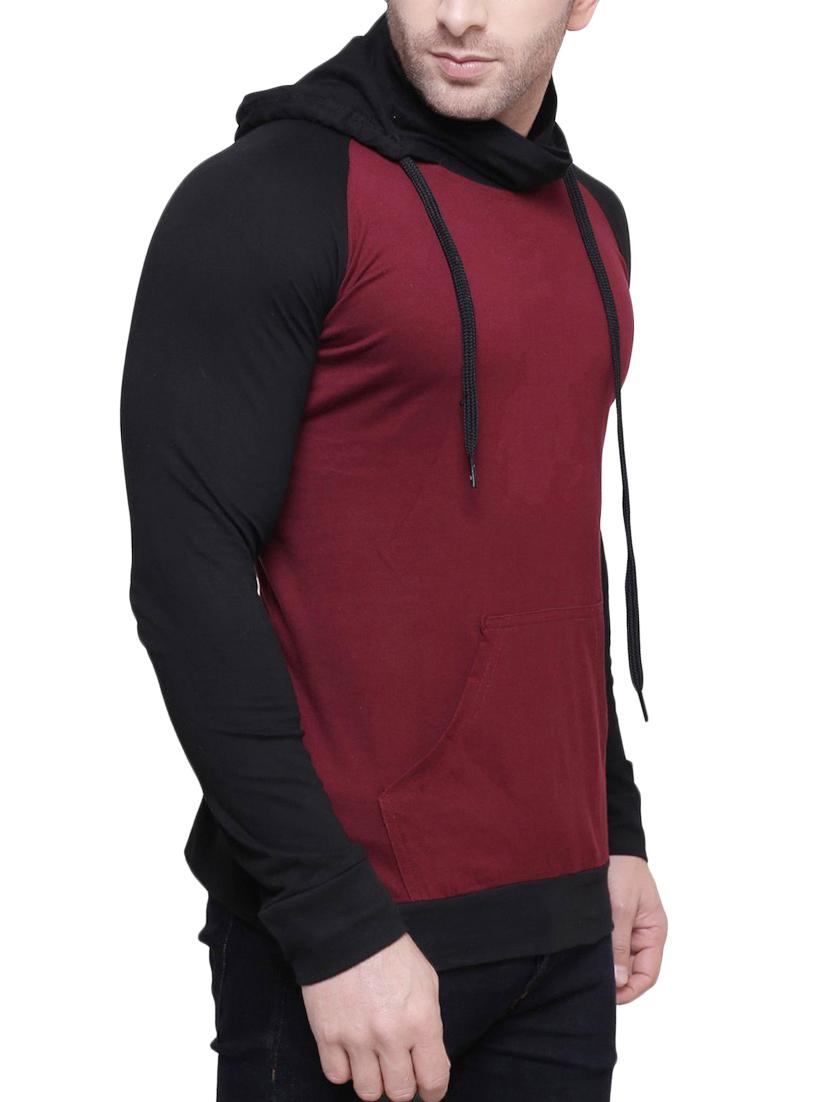 maroon cotton color block t-shirt - 14671522 - Zoom Image - 2