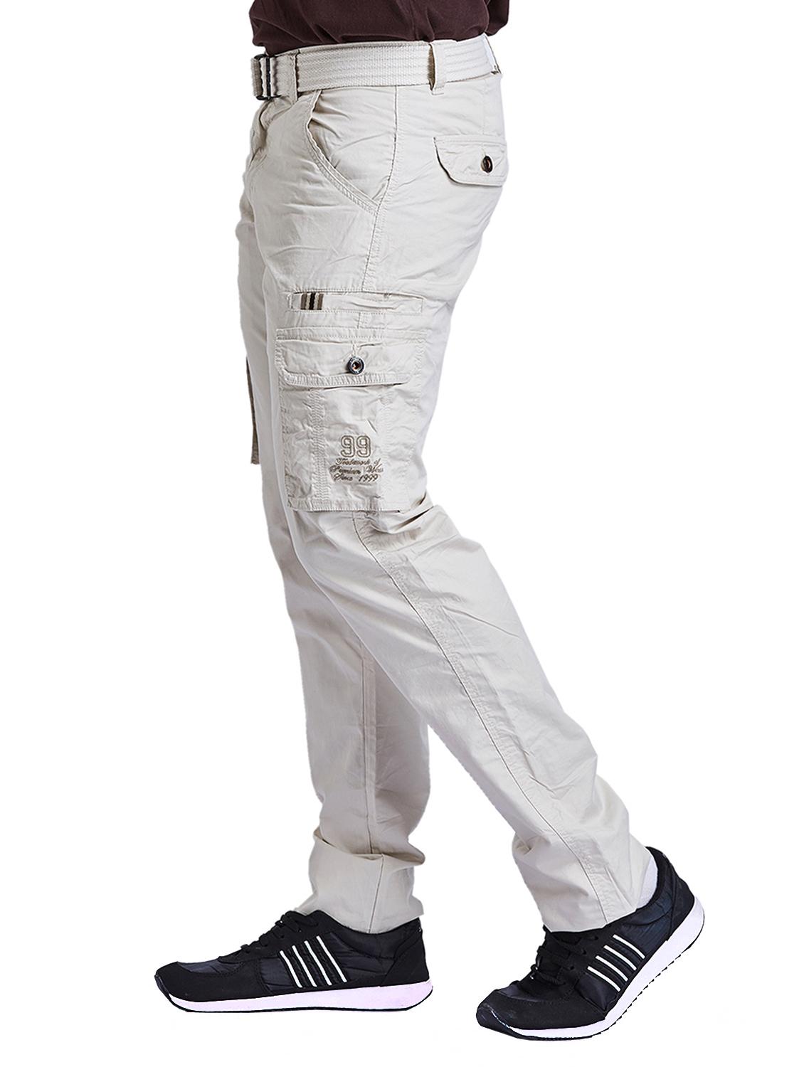 beige cotton cargos casual trousers - 14677506 - Zoom Image - 2