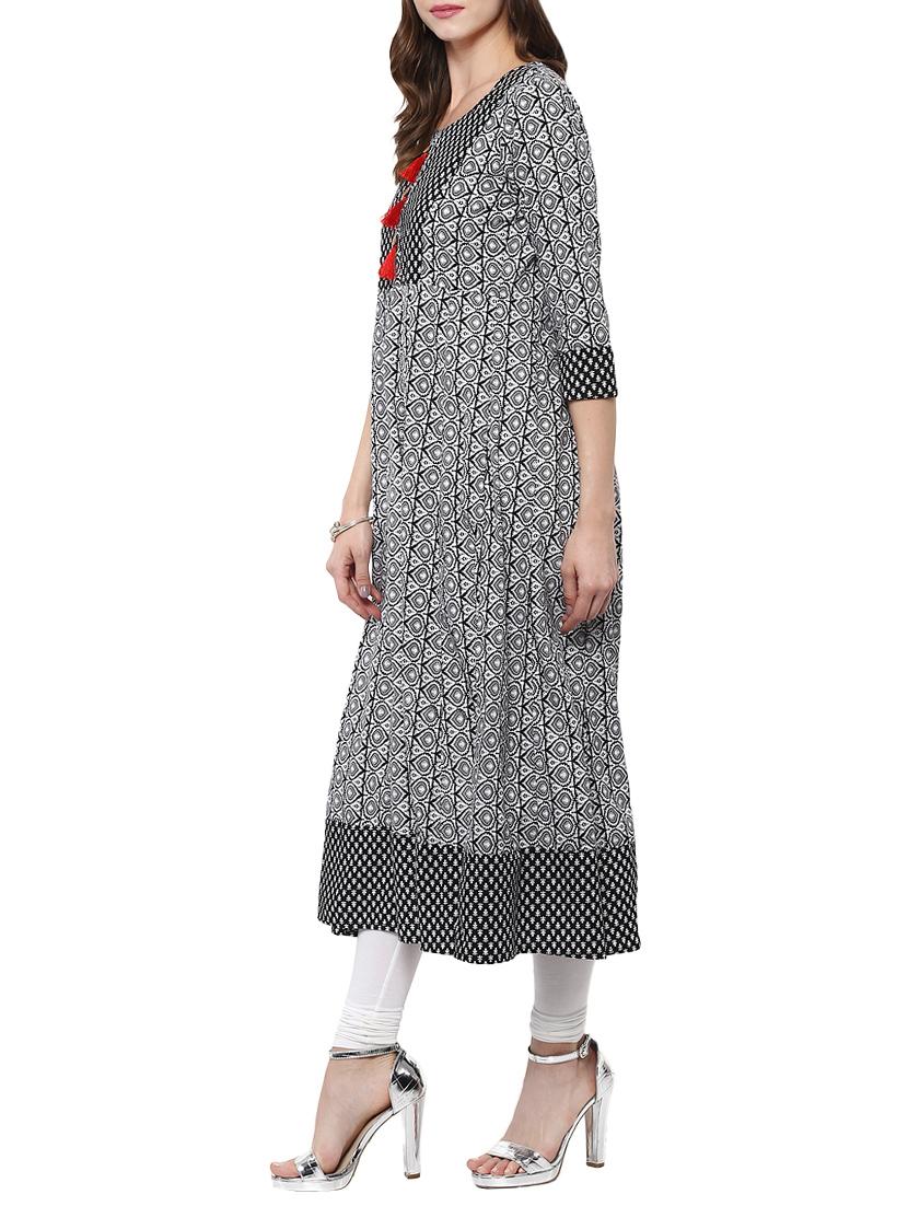 flared kurta with tassels - 14679327 - Zoom Image - 2