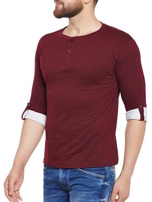 maroon cotton t-shirt - 14680360 - Standard Image - 2