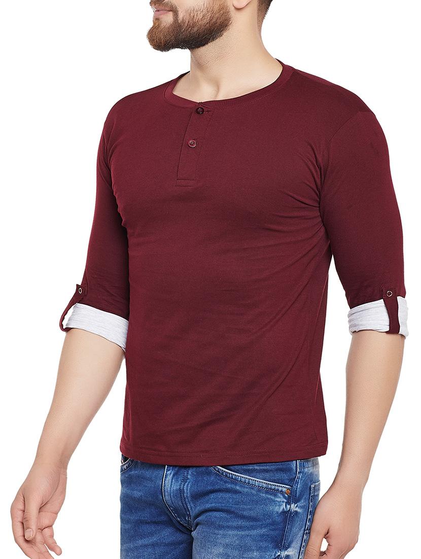 maroon cotton t-shirt - 14680360 - Zoom Image - 2
