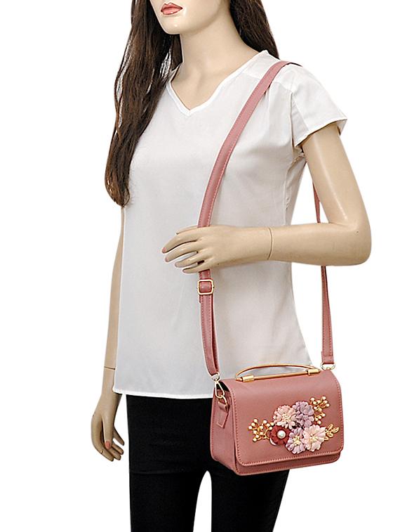 pink leatherette sling bag - 14680710 - Zoom Image - 5