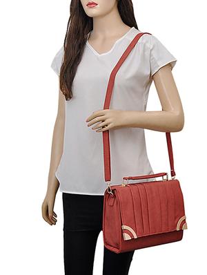brown leatherette messenger sling bag - 14680729 - Standard Image - 5