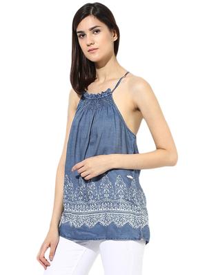smocking detail denim top - 14680775 - Standard Image - 2