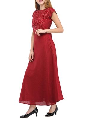 maroon viscose a-line kurta - 14681427 - Standard Image - 2