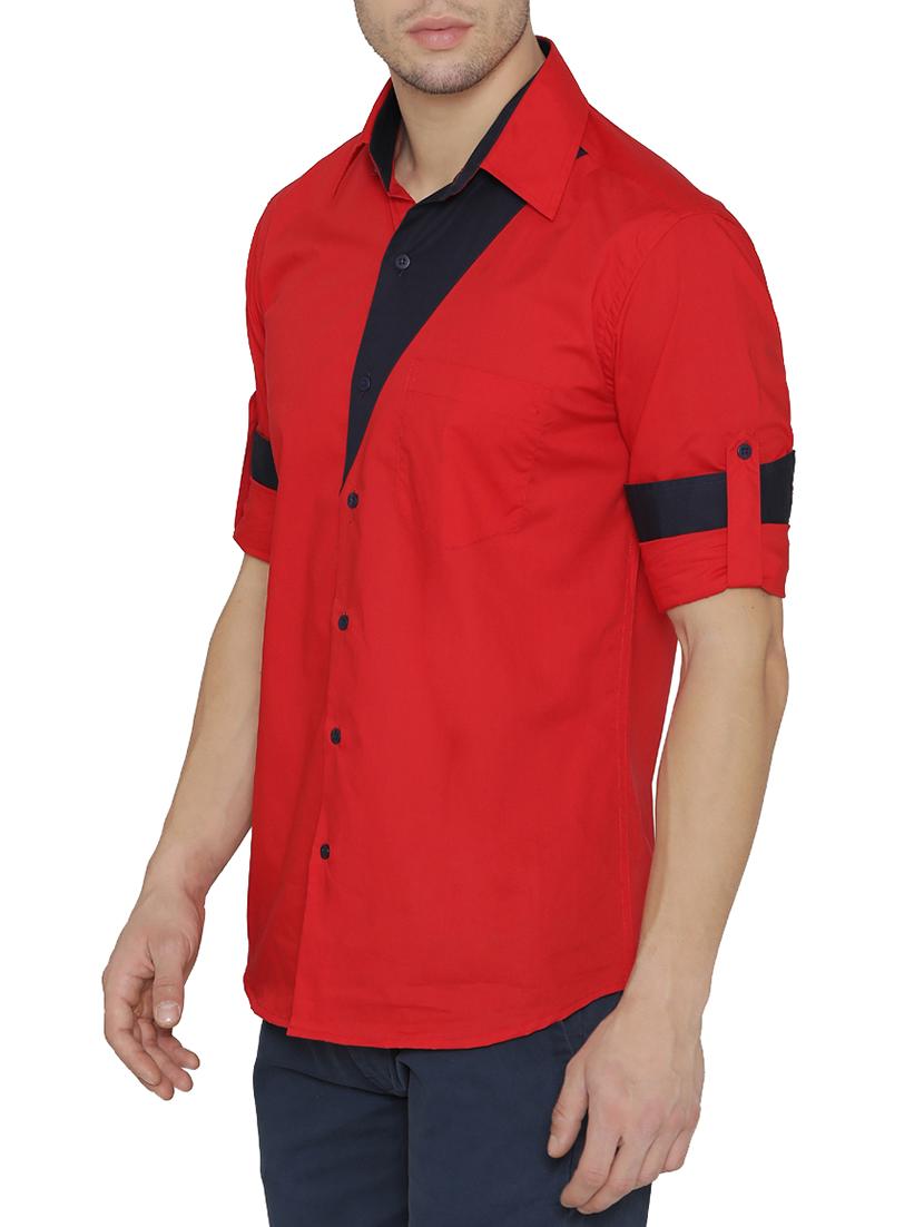 red cotton casual shirt - 14683077 - Zoom Image - 2