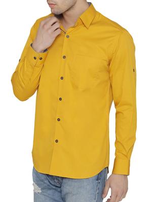 yellow cotton casual shirt - 14683091 - Standard Image - 2