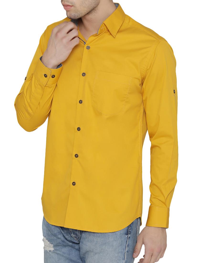 yellow cotton casual shirt - 14683091 - Zoom Image - 2