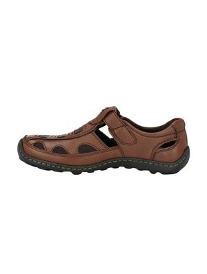 brown leatherette slip on sandal - 14706108 - Standard Image - 2