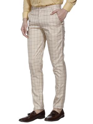 beige cotton blend flat front formal trouser - 14715143 - Standard Image - 2