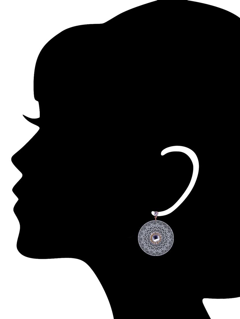 white metal drop earring - 14715451 - Zoom Image - 2
