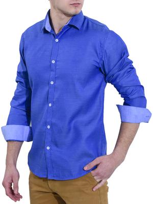 dark blue cotton casual shirt - 14720474 - Standard Image - 2