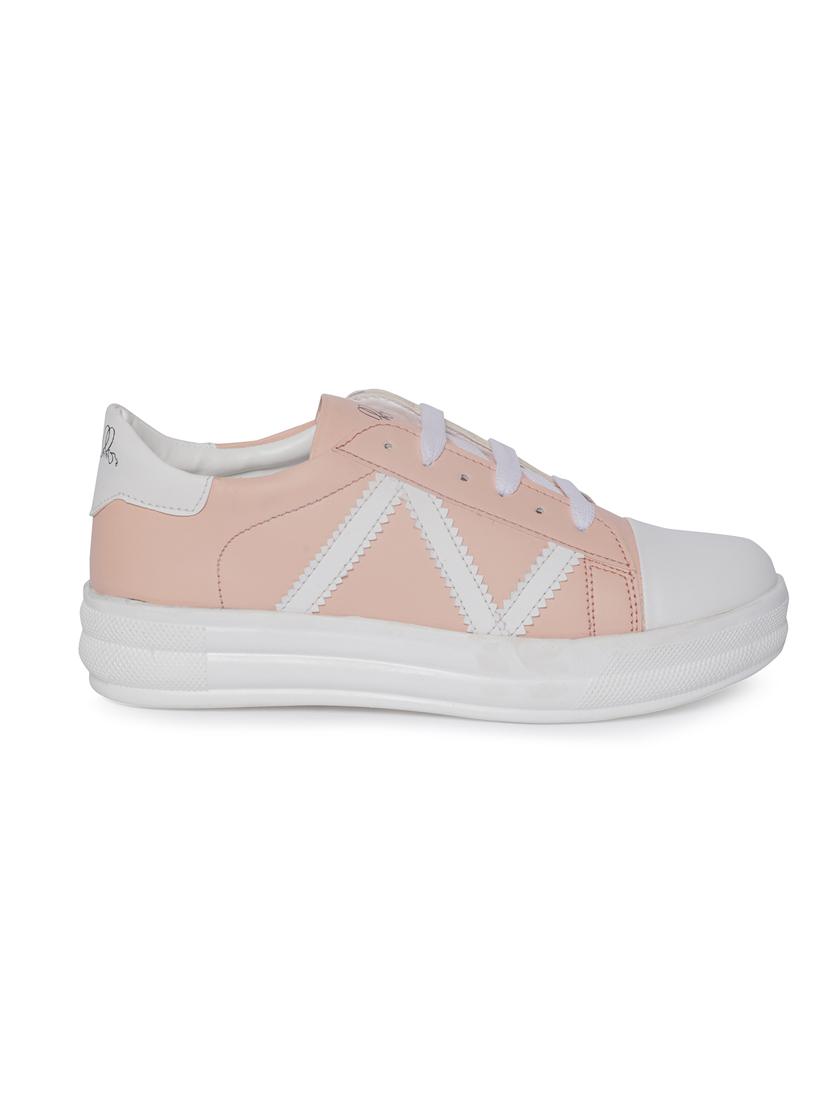 orange faux leather laceup sneakers - 14732108 - Zoom Image - 2