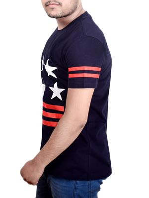 navy blue cotton chest print tshirt - 14732548 - Standard Image - 2