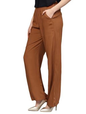 brown solid palazzo - 14733553 - Standard Image - 2