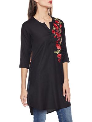 black solid rayon tunic - 14734208 - Standard Image - 2