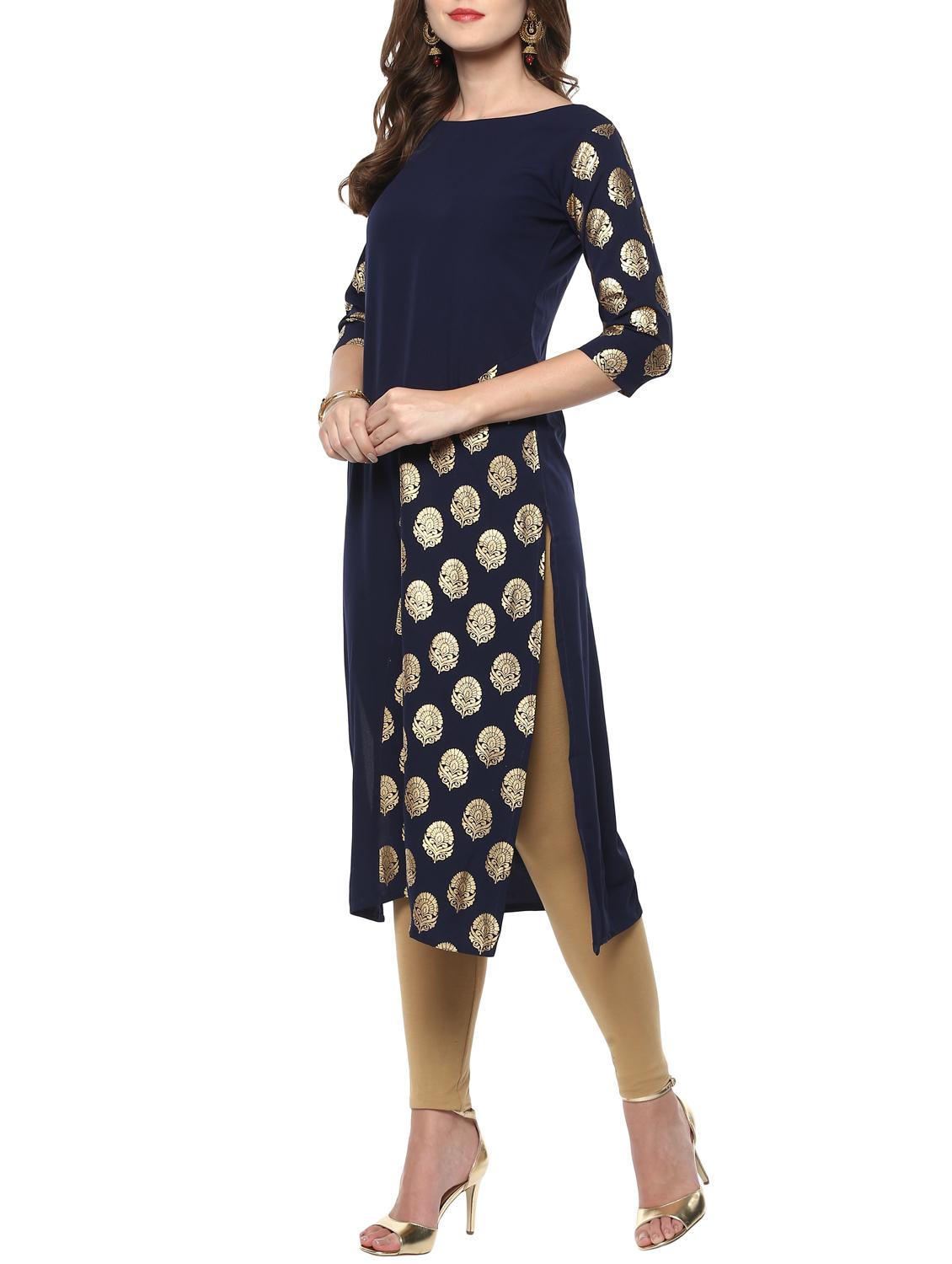 Block print straight kurta - 14736606 - Zoom Image - 2