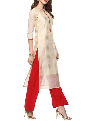 chanderi straight kurta - 14736616 - Standard Image - 2