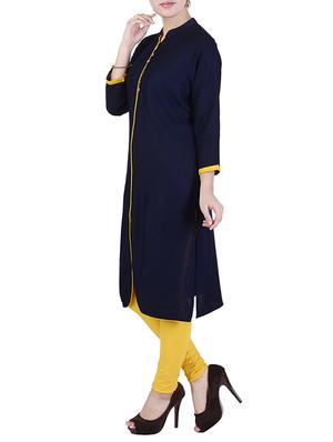 blue rayon straight kurta - 14738760 - Standard Image - 2