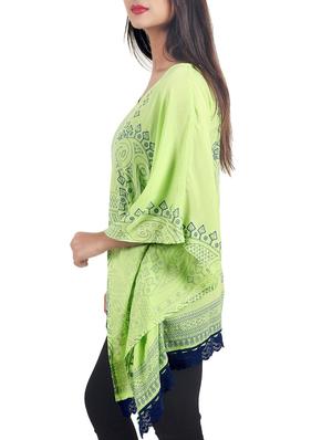 green printed kaftan - 14739987 - Standard Image - 2