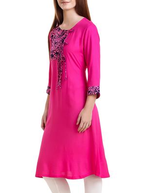 pink viscose aline kurta - 14740094 - Standard Image - 2