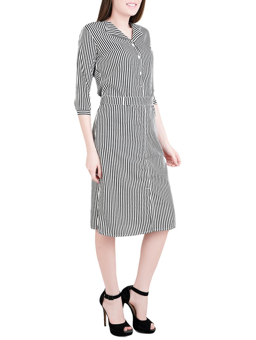 tie back striped belted dress - 14740314 - Zoom Image - 2