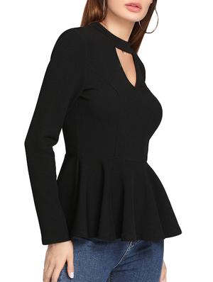 black cotton peplum top - 14741436 - Standard Image - 2